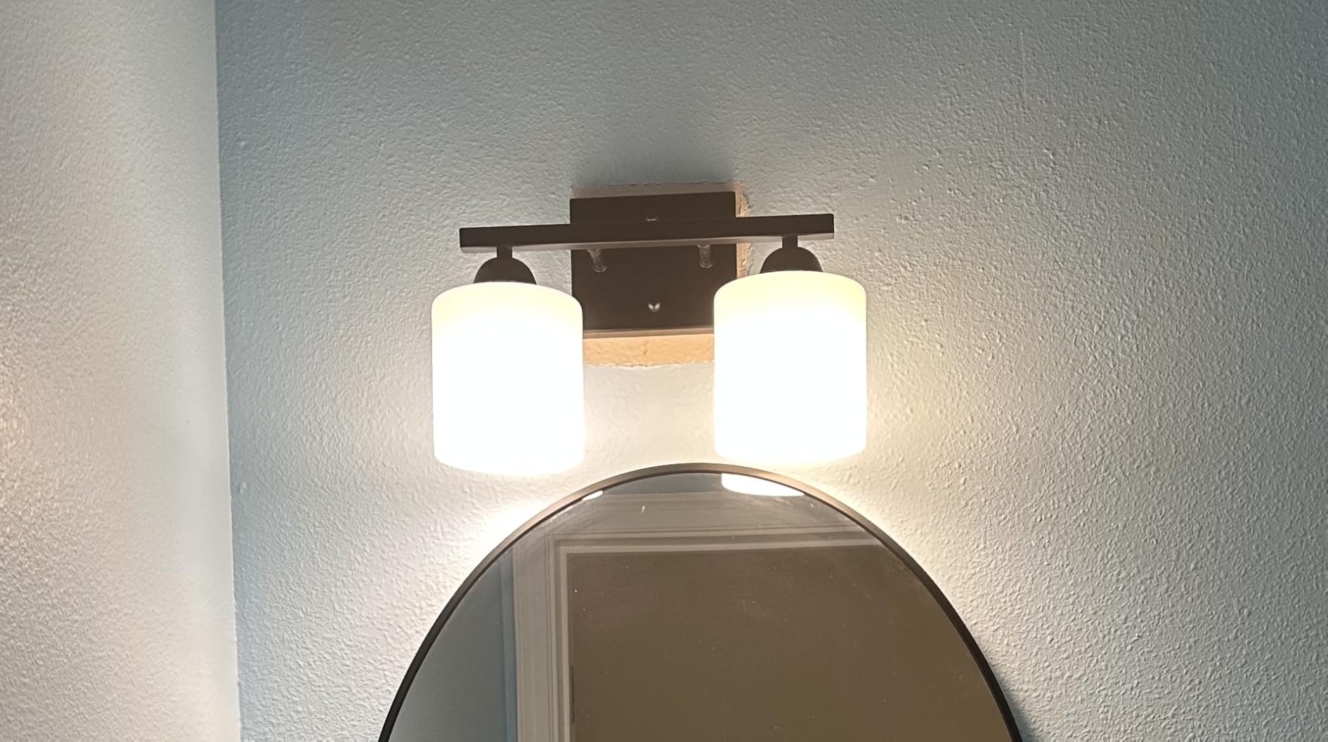 Mecgirn Matte Black Milk Glass Wall Sconces, 1 Pack Hardwired Indoor Wall Light Fixtures for Living Room, Hallway, Bedroom, Ceramic E26 Sockets (Bulbs Not Included) customer photo 1