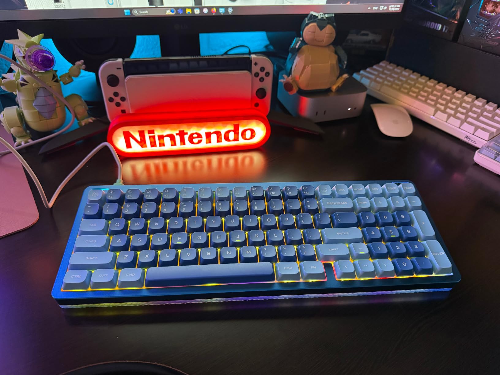 NuPhy Halo96 V2 Wireless Keyboard, Gasket Structure, 96% Hot Swappable Gaming Keyboard, 99 Keys RGB Backlit Mechanical Keyboard, Support QMK/VIA, Bluetooth/USB-C/2.4GHz - Green, Lemon Switches (55gf) customer photo 1