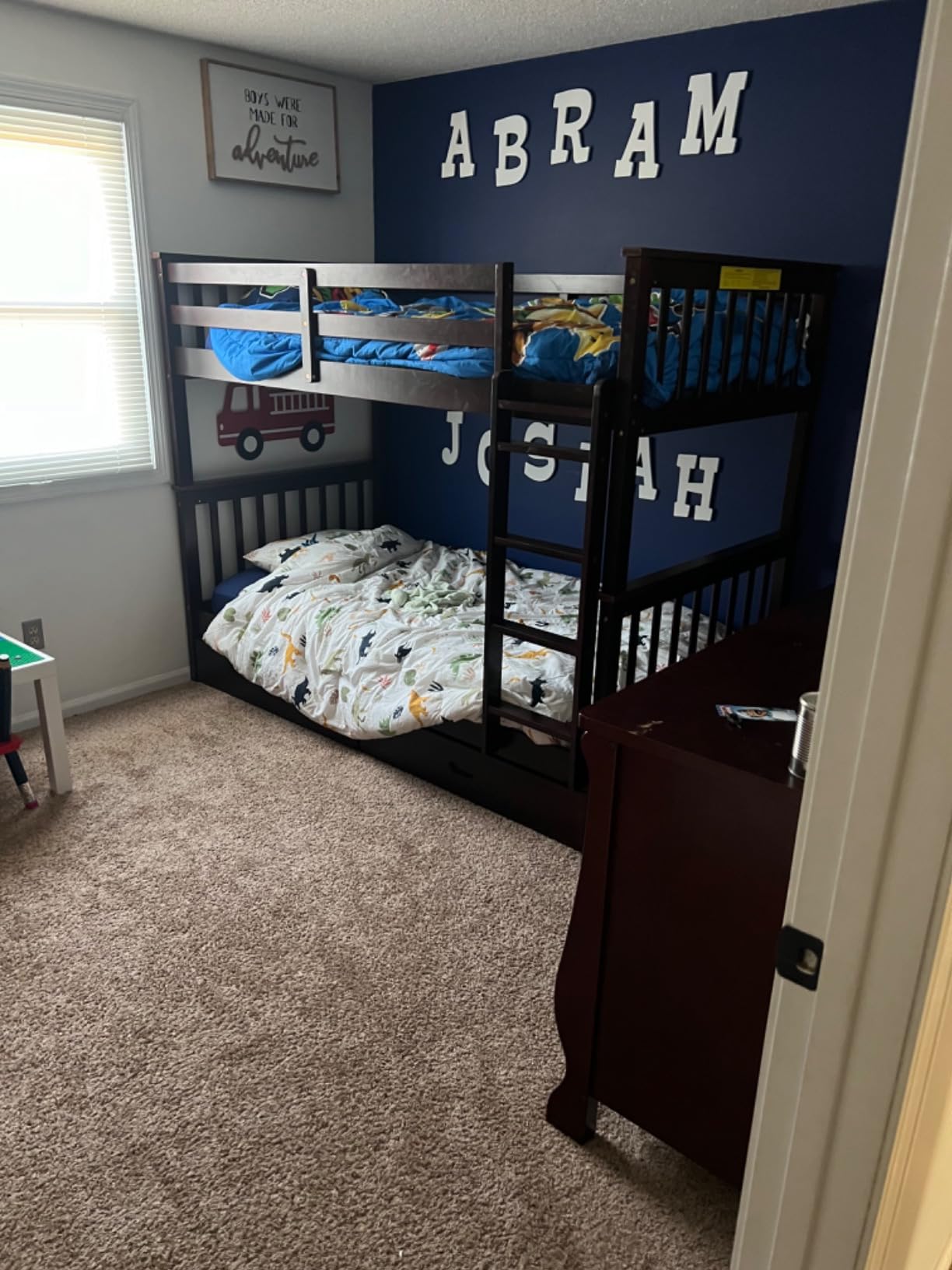 Merax Wood Bunk Bed with Drawers, Full Over Full Convertible Bunk Bed with Ladders and Two Storage Drawers, Solid Wood Detachable Bed Frame with Ladders, Espresso customer photo 1