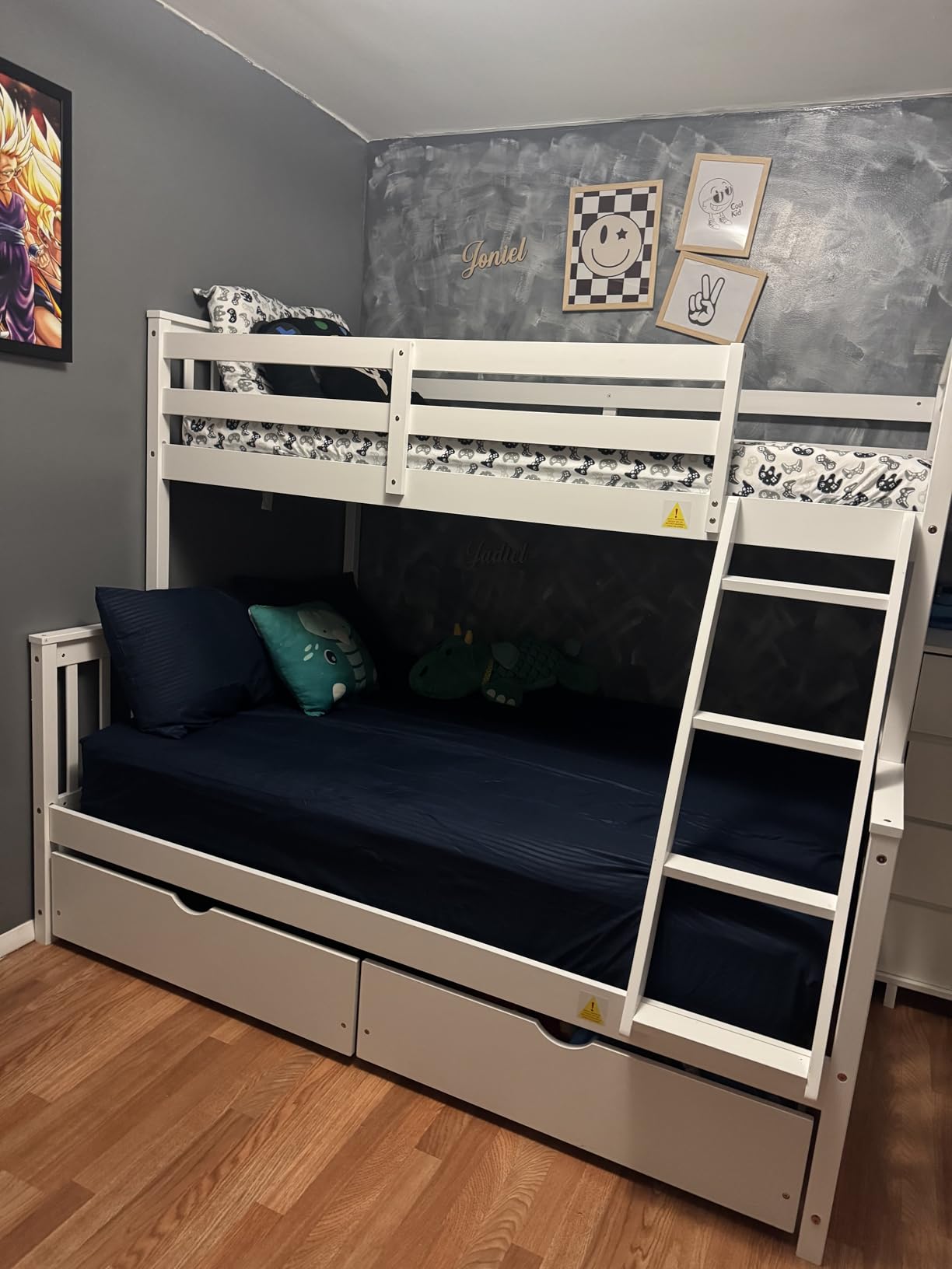 Merax Wood Bunk Bed with Drawers, Full Over Full Convertible Bunk Bed with Ladders and Two Storage Drawers, Solid Wood Detachable Bed Frame with Ladders, Espresso customer photo 2