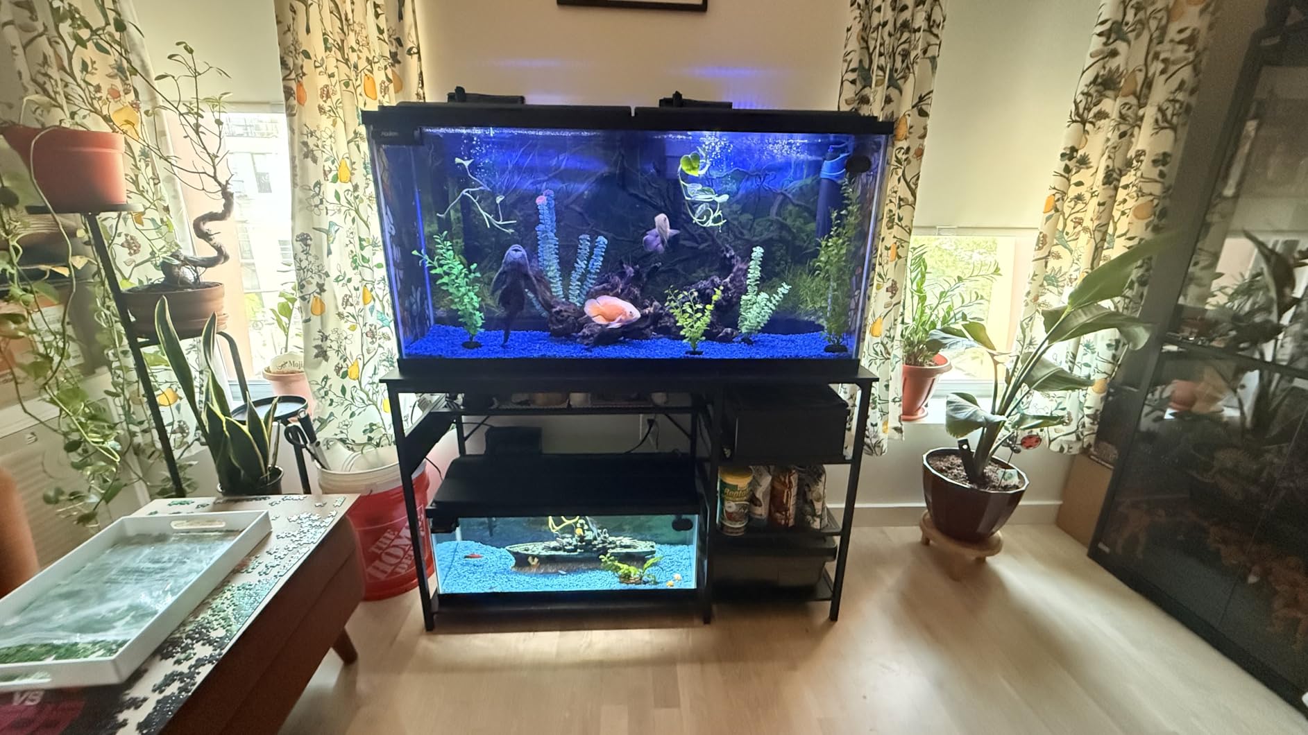 Keelian 55-75 Gallon Fish Tank Stand With Power Outlets for Aquarium Stand | 6 Sturdy Leg, 1200 LBS Capacity, Heavy Duty, Cabinet for Fish Tank Accessories Storage, Metal Frame customer photo 2