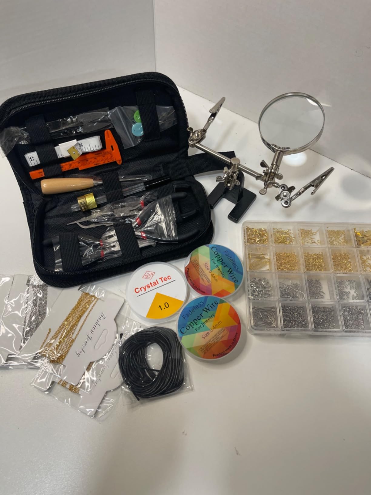 MONVICT Jewelry Making Supplies Kit with Jewelry Making Tools, Findings | Necklace Chain, Jewelry Wires, Adjustable Magnifier, Carry Bag, Meet All the Needs of Jewelry Making, Repair, Beading customer photo 2