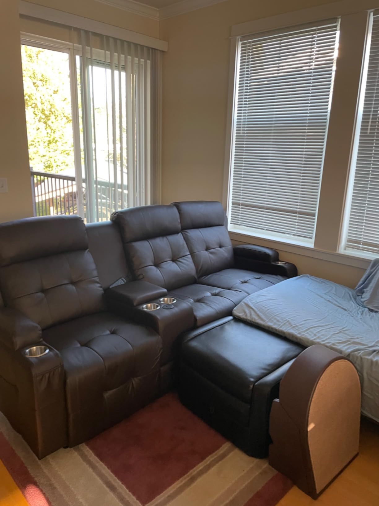 Recliner Sofa, Massage Reclining Sofa 3 Seater Sets Heavy Weight Capacity, RV Loveseat Couch Clearance with Console, USB, Type C Port, Storage, Cup Holders, Wall Hugger Chair for Living Room customer photo 1