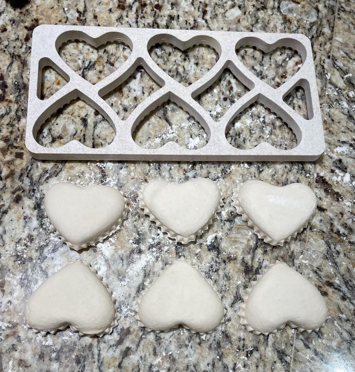 Ravioli Maker Press, Ravioli Cutter, 3-Shape Mold, 2.6-Inch Empanada Press | Round, Heart and Square Designs; Includes Dumpling Maker, Cutter Wheel, Rolling Pin and Cleaning Brush customer photo 1