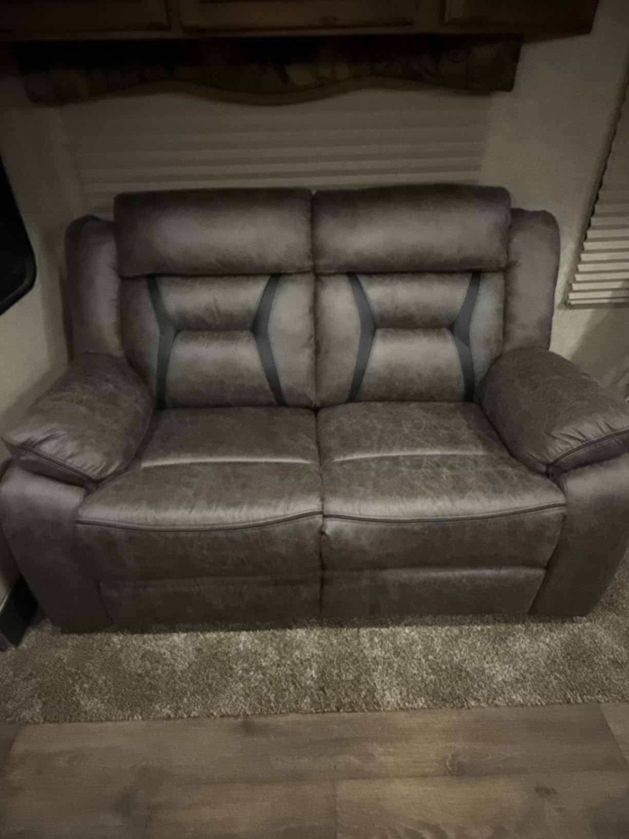 EBELLO Faux Leather Manual Recliner Chair, Modern Design Single Reclining Sofa Chair with Comfortable Armrest and Backrest, Furniture for Living Room, Bedroom, Brown customer photo 2