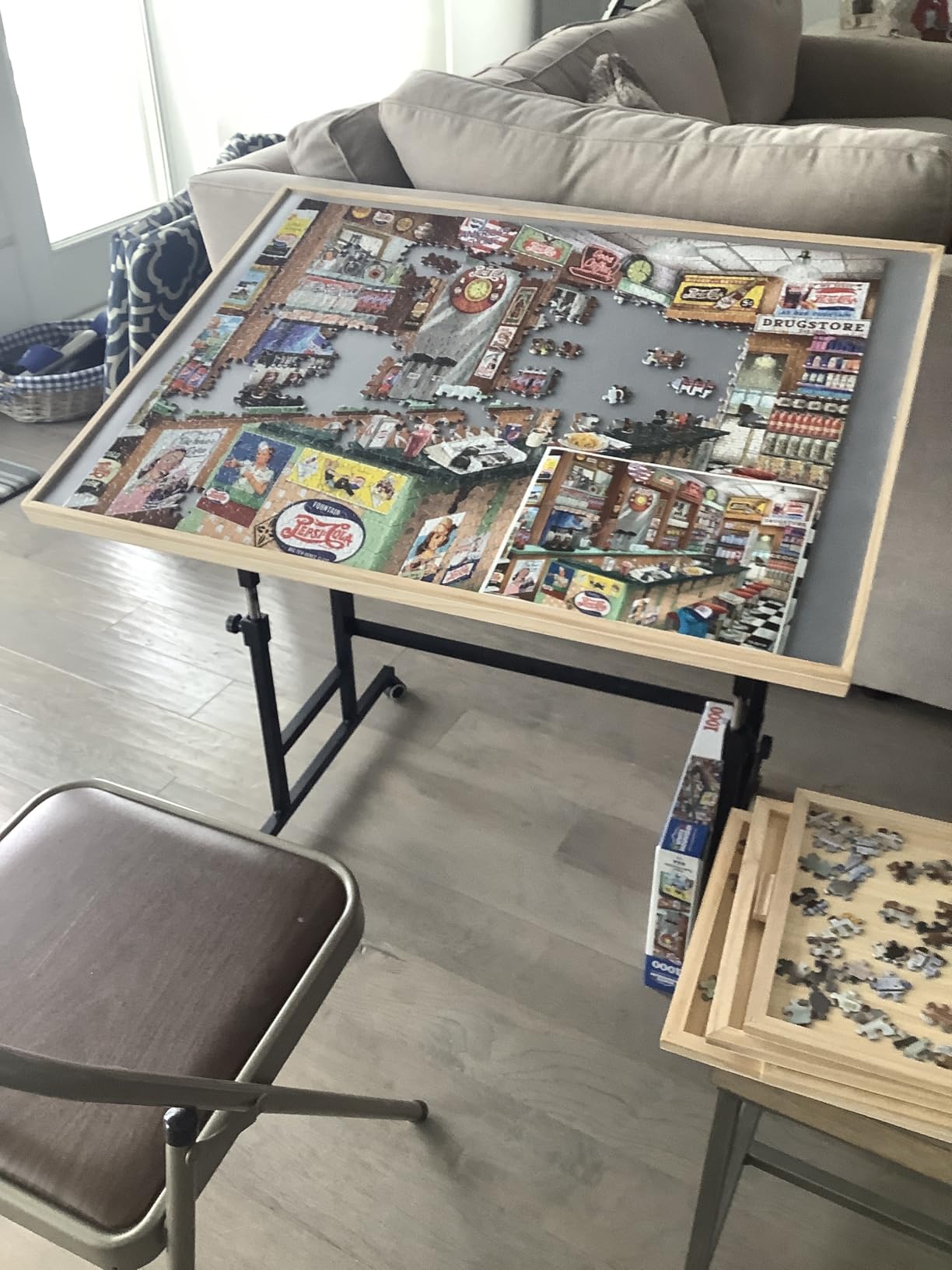 BuilderButler Puzzle Table 1500 Pieces with Wheels, Drawers & Cover, 33.58