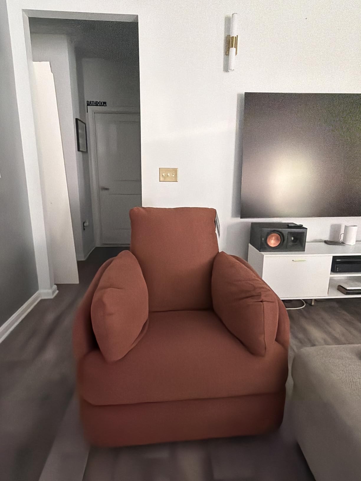 Signature Design by Ashley Modmax Contemporary Swivel Glider Recliner, Manual Reclining Chair for Living Room or Nursery, Next-Gen Nuvella Stain-Resistant Fabric, Hidden Storage, 42