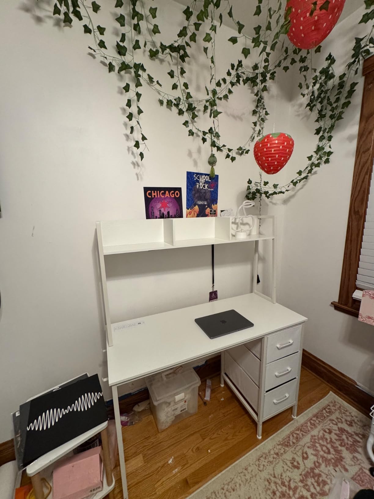DLisiting White Computer Desk with Hutch & Drawers - 47 Inch Modern Study Writing Office Desk with 3 Storage Drawers and Power Outlets for Bedroom Home Office customer photo 1