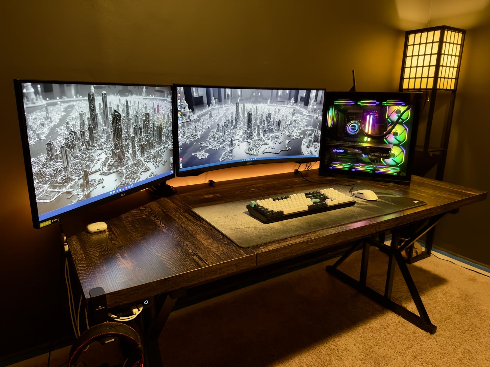 LITTLE TREE 70.8-Inch Office Desk, Wooden Executive Office Desk, Modern Work Desk, Large Farmhouse Writing Table Computer Desk for Home, Brown-Black customer photo 2
