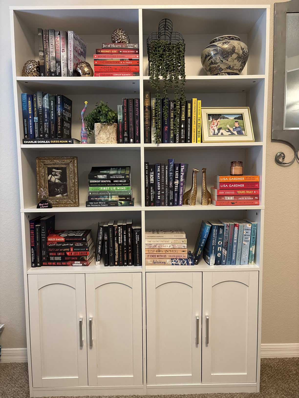 Bookshelf and Bookcase with Doors, Double Wide Large Bookshelves | Industrial Open Display Shelves 6 Tier, 73'' Tall Bookshelf with Storage Cabinets for Office, Home, Living Room, Library, Oak customer photo 2