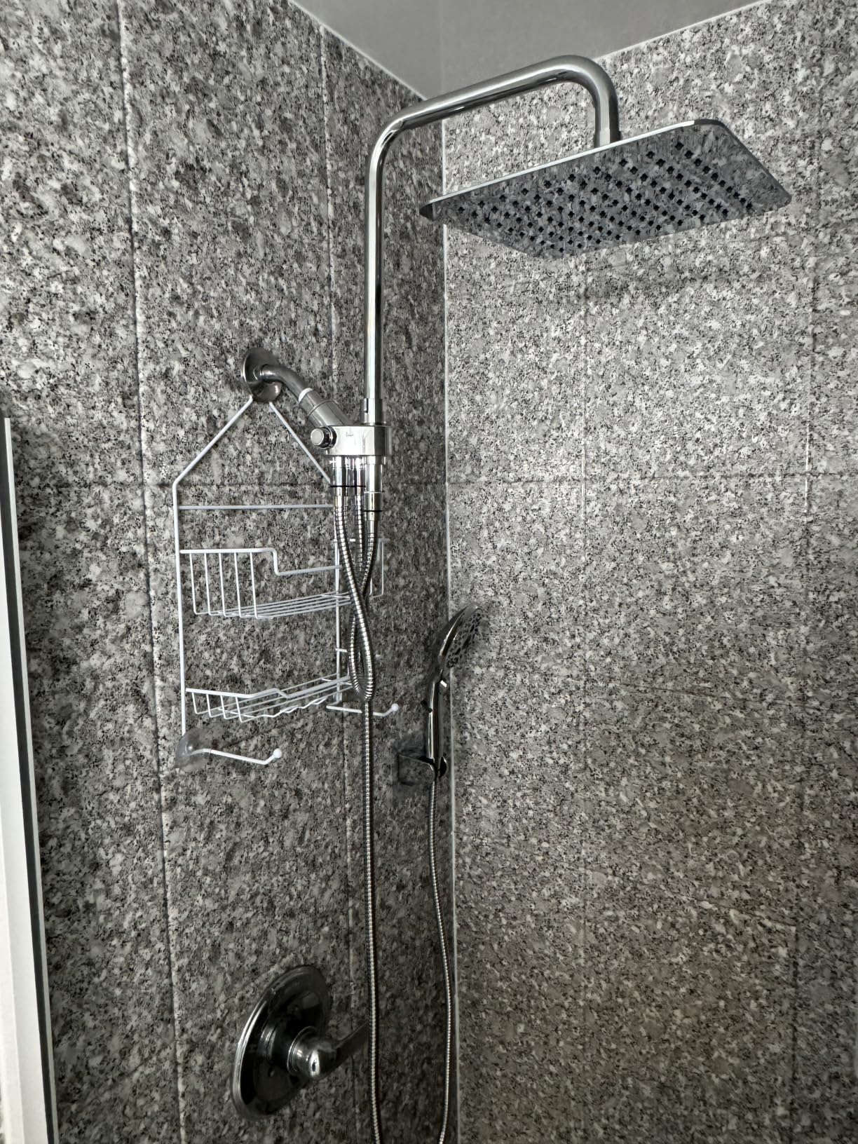 VXV 10 Inch Big Square Rain/Rainfall Shower Head with Adjustable Height, High Pressure 7 Modes Shower Head with Handheld Spray, Brushed Nickel Dual Shower Head Combo with 71