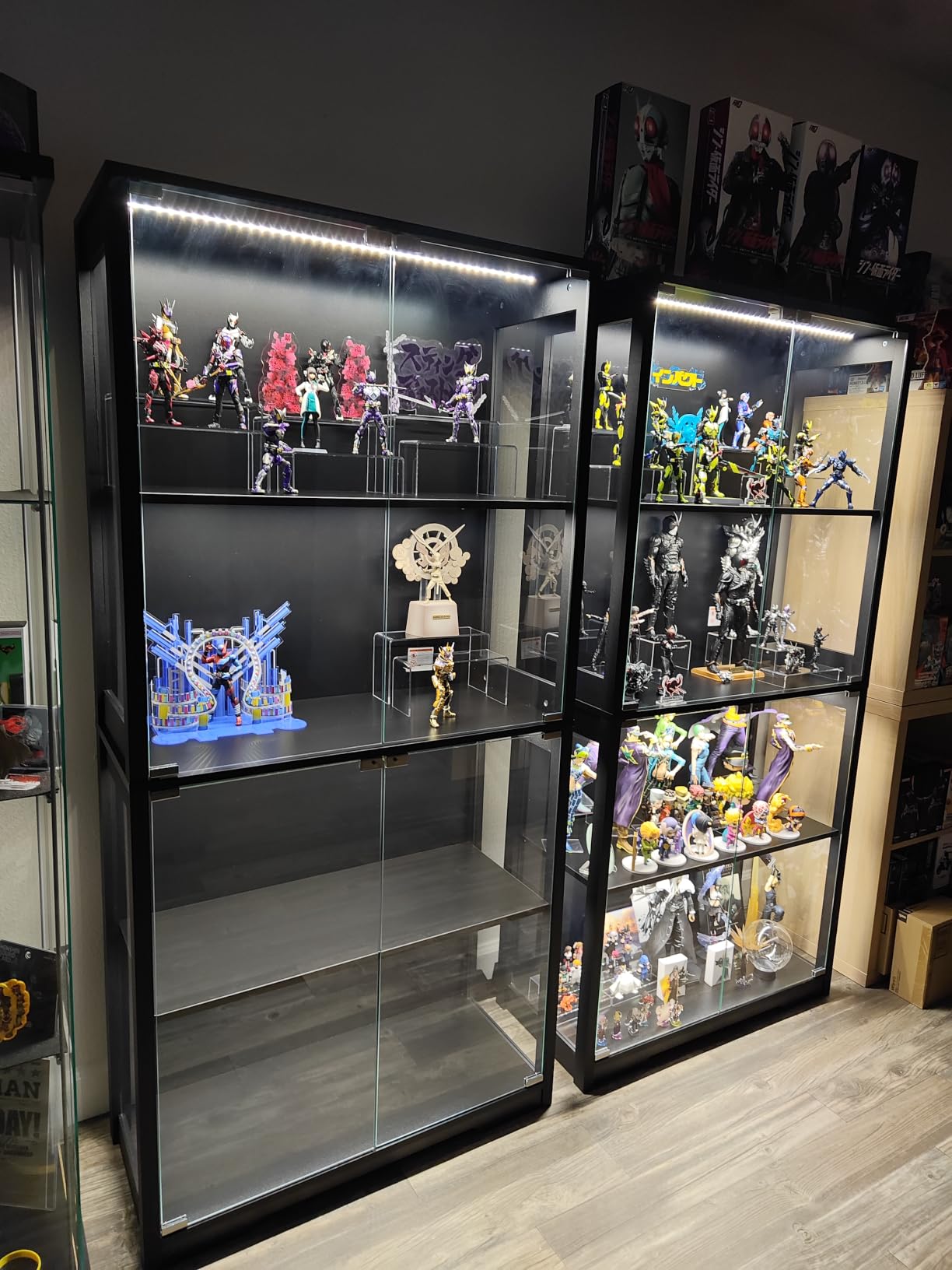 Display Cabinet with Glass Doors, 4-Tier Display Case, Black | Curio Cabinet with 3 Color Lights for Collectibles, Storage Cabinets with Human Body Sensor customer photo 2