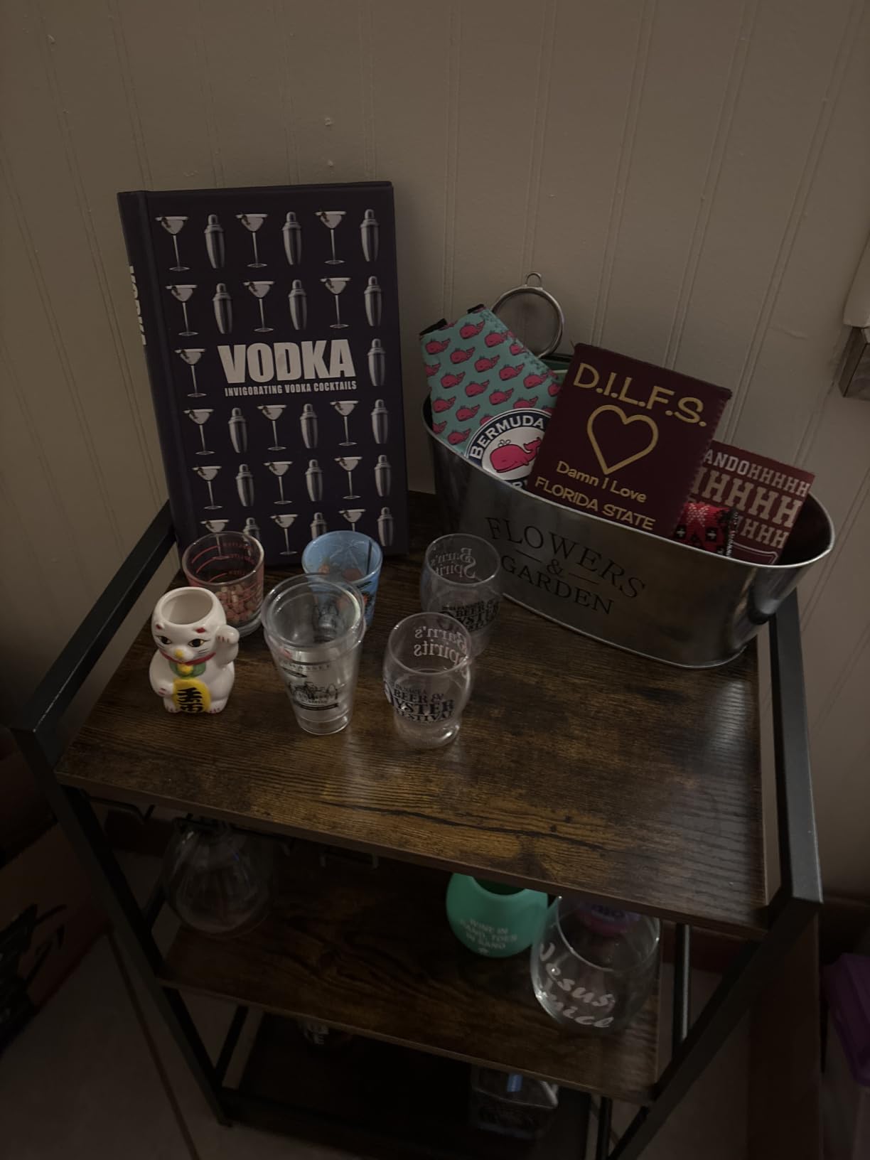 TUTOTAK Bar Cart with Wheels, Mini Drink Cart with Wine Rack & Glass Holder | 3-Tier 17 Inch Wide Home Bar Serving Carts, Small Mobile Kitchen Shelf with 6 Hooks, Rustic Brown BC01BB035 customer photo 1