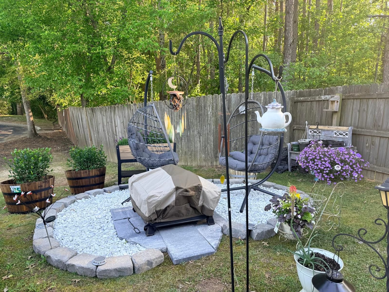 Egg Chair Outdoor with Stand, Indoor Wicker Hanging Egg Swing, Grey | Patio Swinging Chair with Thick Cushion, Egg Shaped Swing for Bedroom Porch Balcony, Rattan Hammock Chairs 370 LBS Capacity customer photo 2