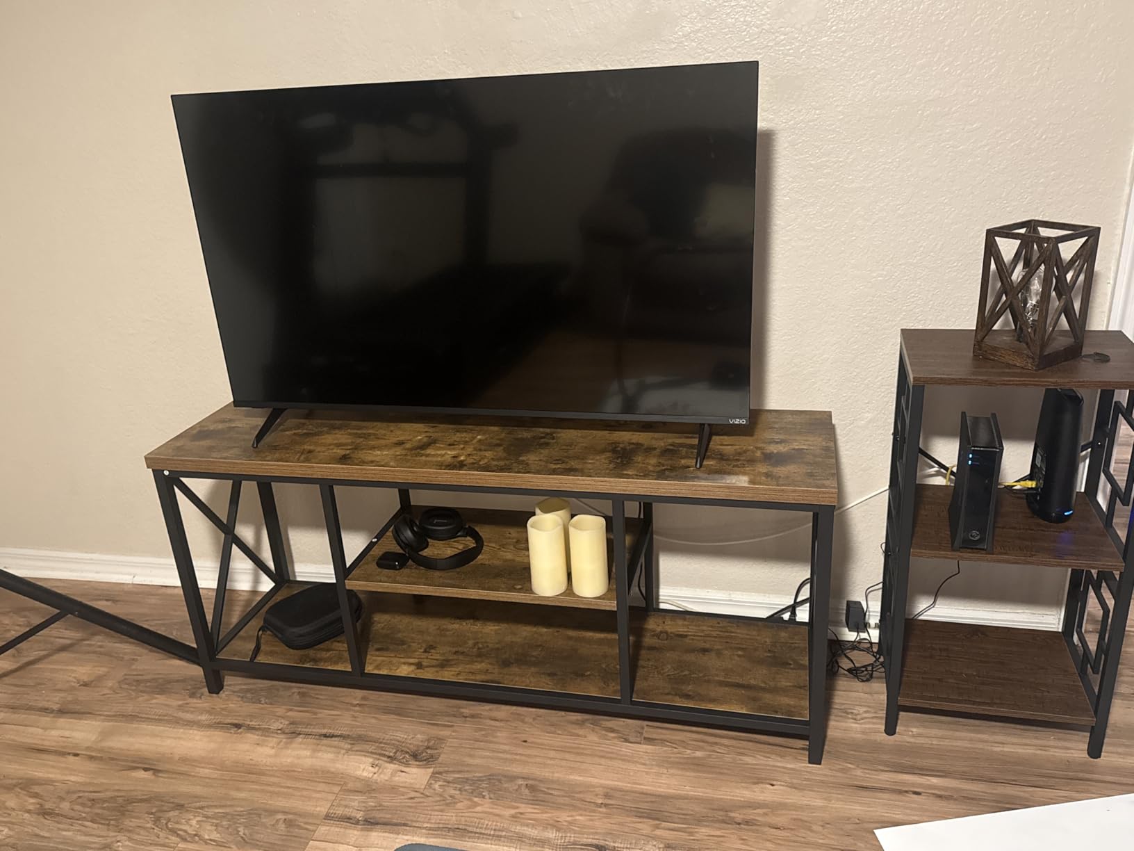 EXCEFUR TV Stand for Televisions up to 55 Inch, Modern Entertainment Center with Storage, Industrial Media TV Console Table for Living Room Bedroom, Rustic Brown 47 Inch customer photo 1