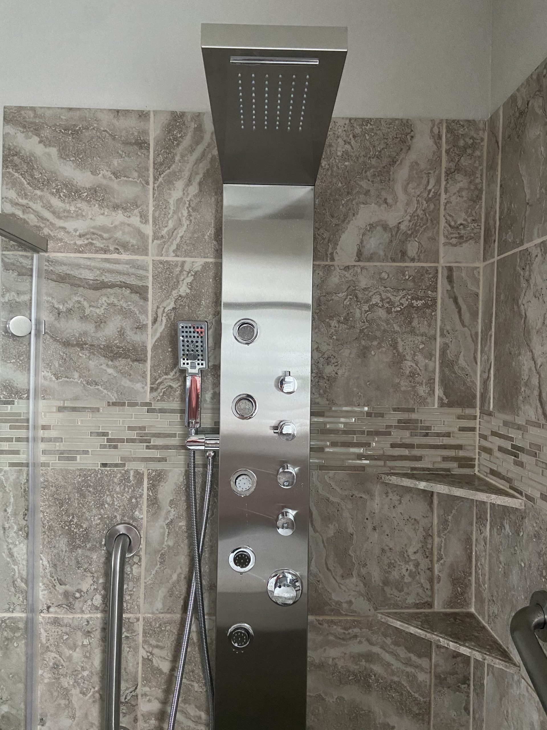 ROVATE 4-in-1 Rainfall Waterfall Shower Panel Tower System, Matte Black | Shower Column with Body Massage Jets and Handheld, Stainless Steel High Pressure, Use Multiple Functions Simultaneously customer photo 2