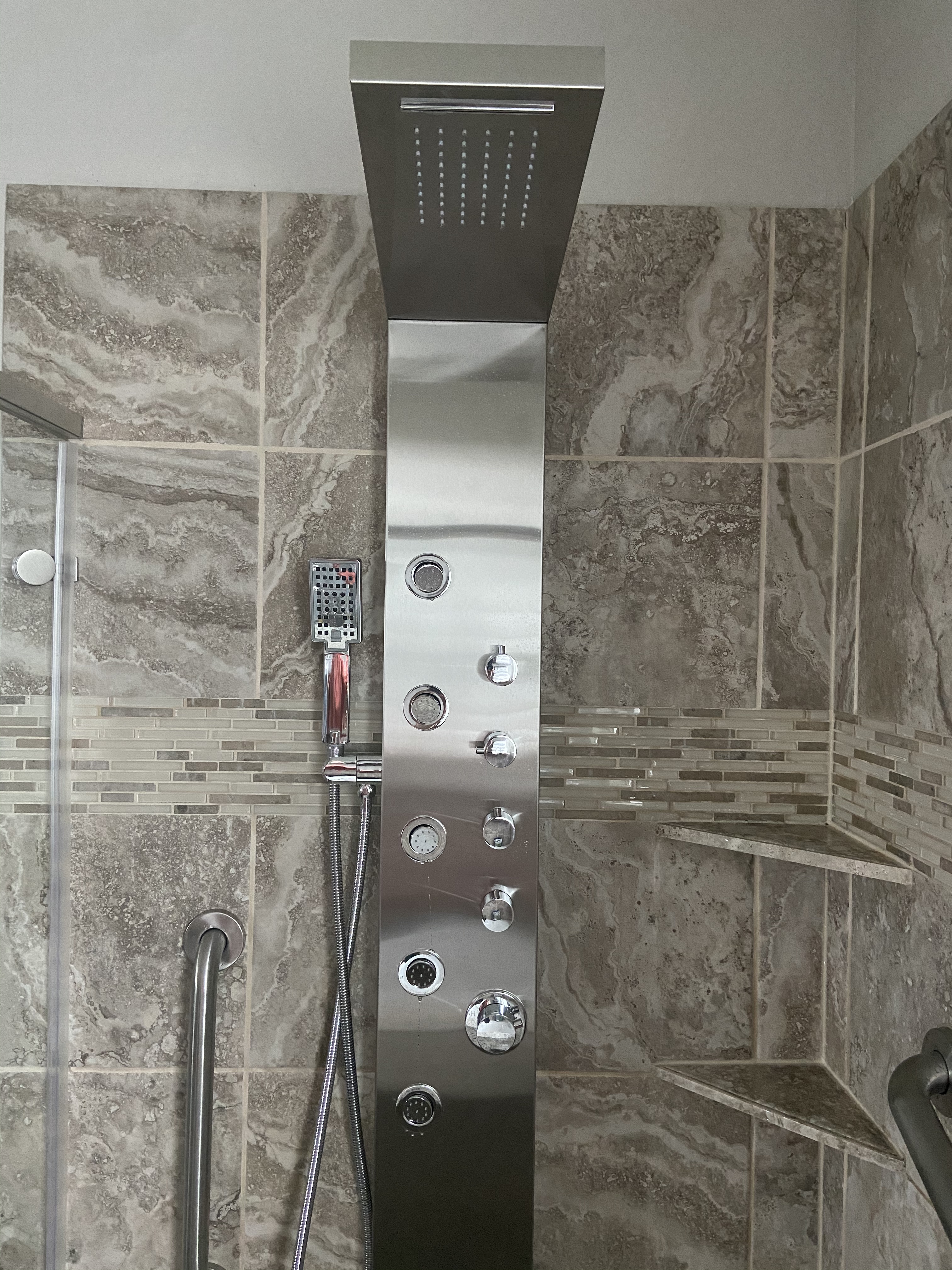 ROVATE 4-in-1 Rainfall Waterfall Shower Panel Tower System, Matte Black | Shower Column with Body Massage Jets and Handheld, Stainless Steel High Pressure, Use Multiple Functions Simultaneously customer photo 2