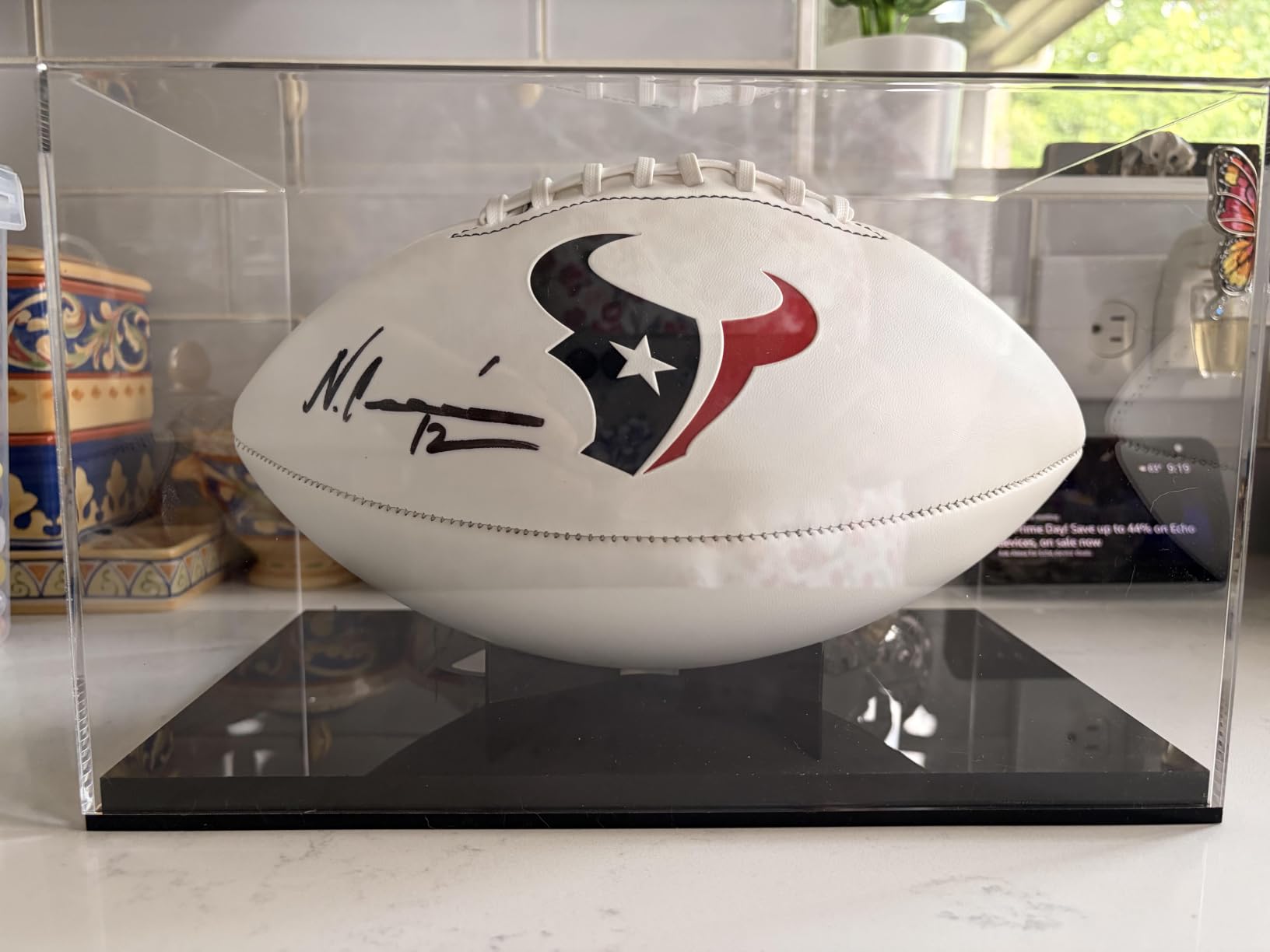 Football Display Case, Acrylic Football Case Clear Display Case for Full Size Signed Football Holder with UV Protection, No Assembly Required Football Display Box with Removable Football Display Stand customer photo 1