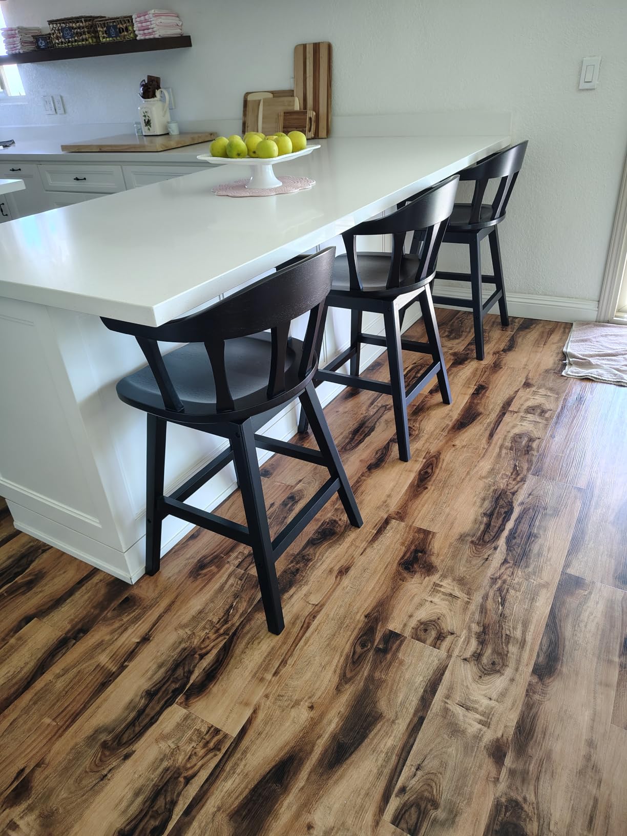 PrimeZone Swivel Bar Stools Set of 2, 24 Inch Counter Height Barstools | Black Faux Leather, High Backrest, Solid Rubberwood Frame, Wrap-around Footrest, Counter Stools for Kitchen Island, Pub customer photo 1