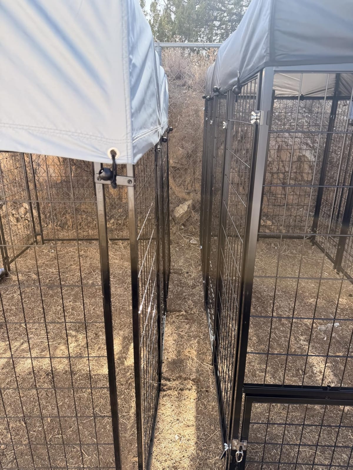 Sino Luban Outdoor Dog Kennel Outside Run with Doggy Door, Swivel Feeder & Roof - 8x4x6FT Large Dog Kennels Pens Outside for Large Dogs Breed, Heavy Duty Cage Yard (Can Connect to Your Dog House) customer photo 1