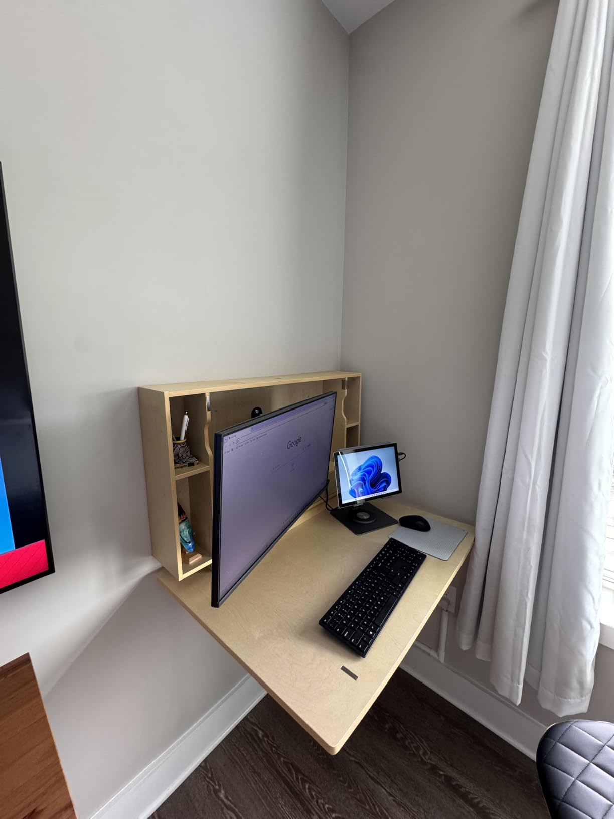 ARROWSTONE SKEENA Wall-Mounted Desk - Floating Folding Desk with Storage, VESA Monitor Mount, Space-Saving Murphy Desk Design for Home Office (31