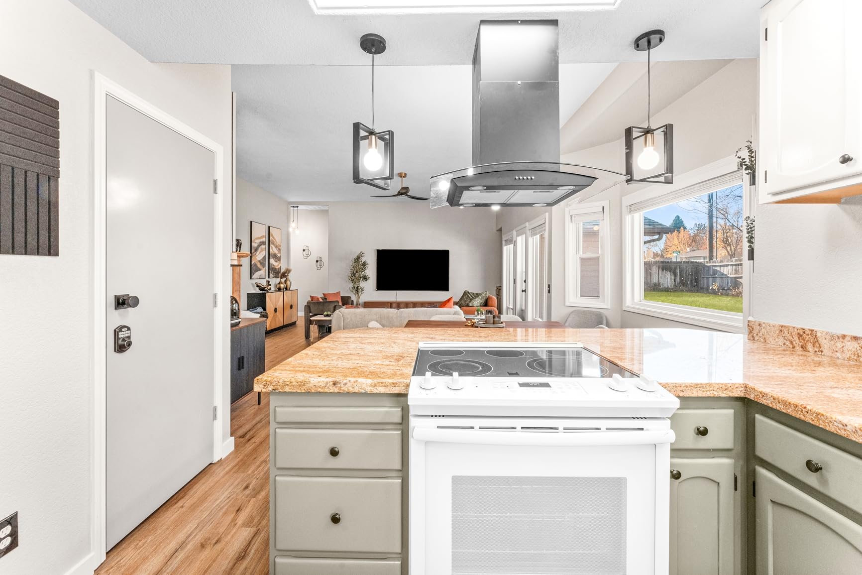 FIREGAS Black Island Range Hood 36 Inch, 700 CFM Ductless/Ducted Ceiling Mount Range Hood with 3 Speed Fan, Gesture, Remote & Touch Control, LED Light Vent Hood for Kitchen customer photo 2