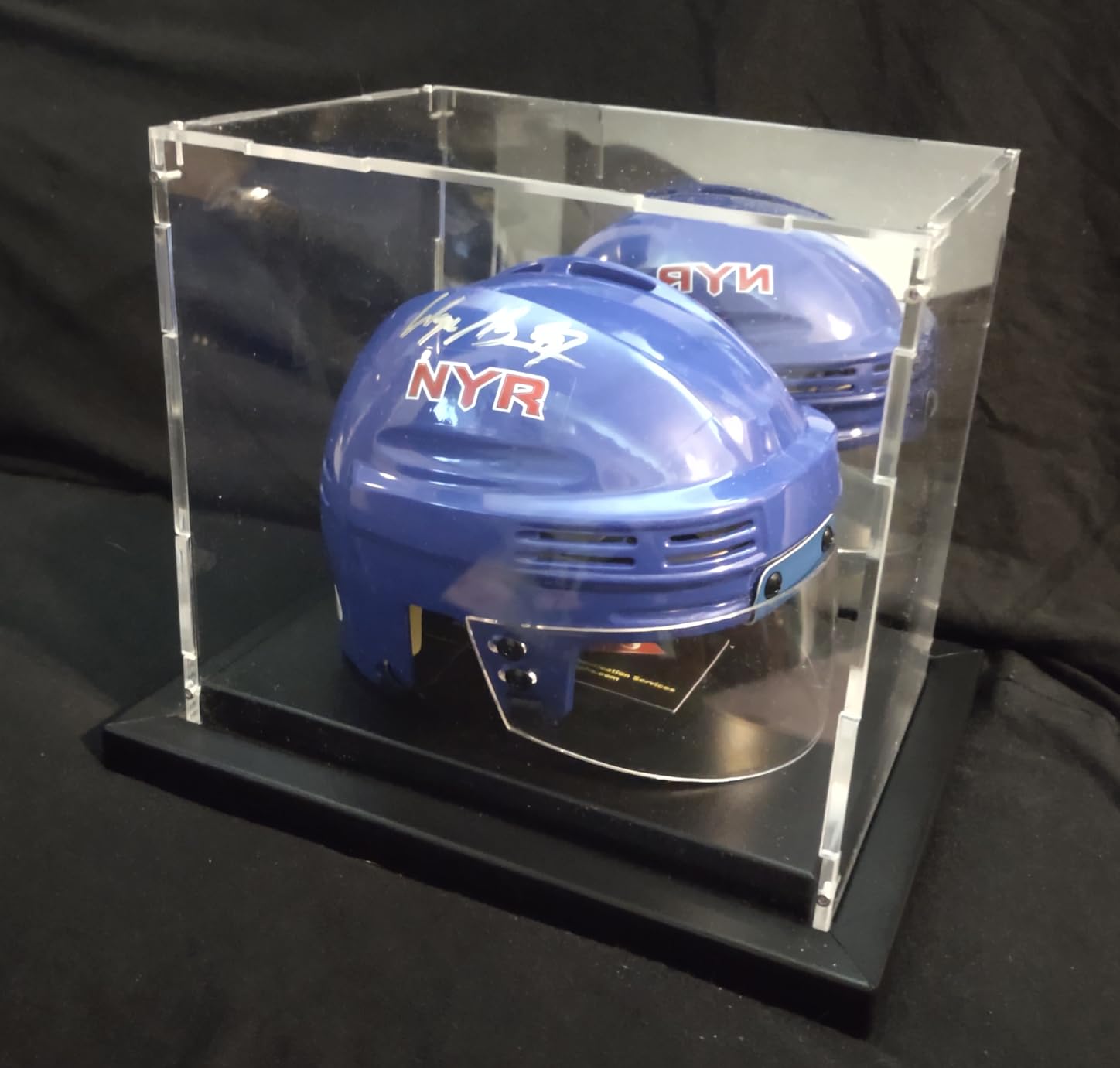 Football Helmet Display Case Full Size Helmet Case with Mirror Back | Acrylic Display Case with Black Metal Grooved Base Stackable Holder for Sports Collectibles customer photo 1