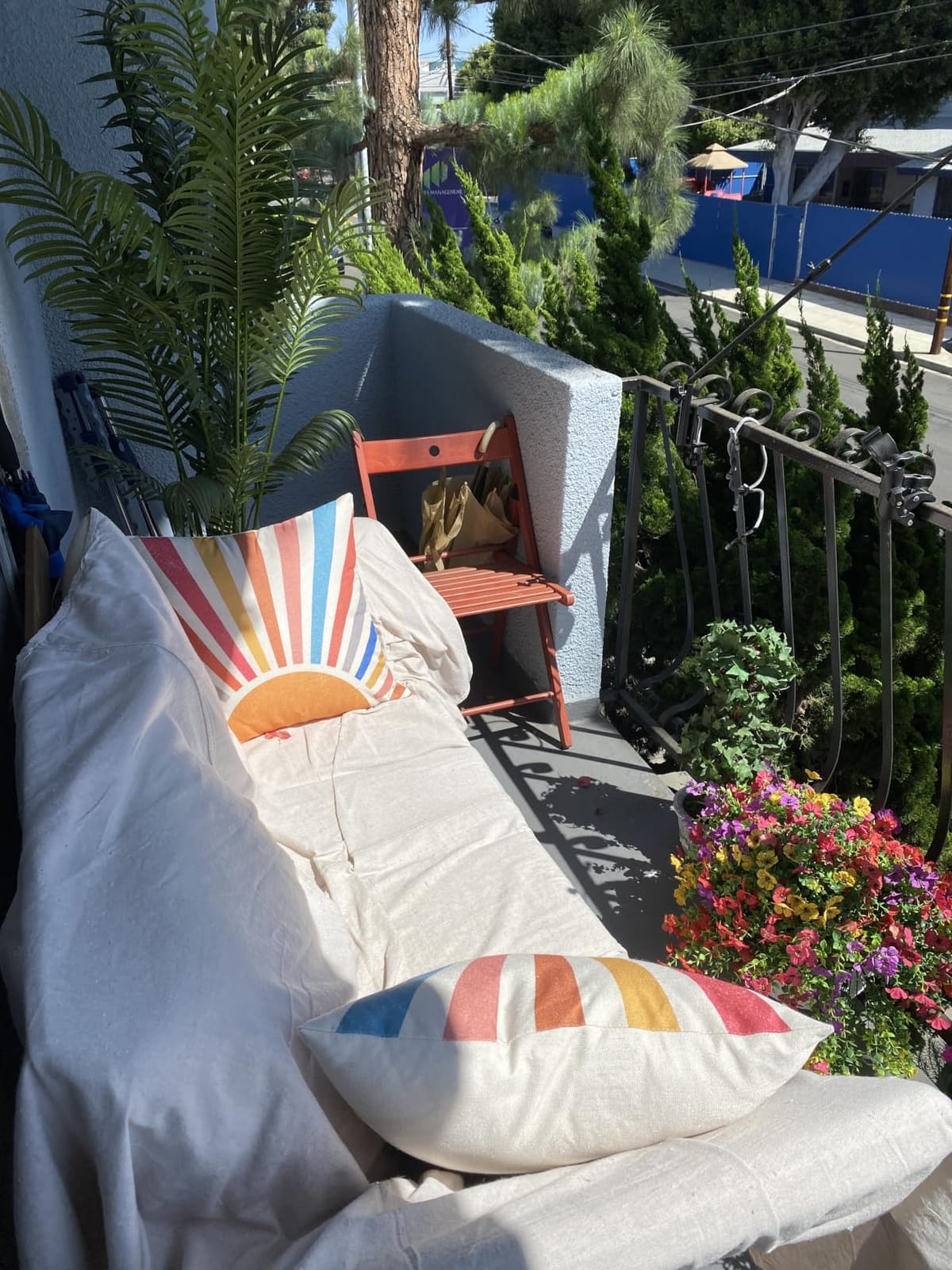 Devoko Outdoor Couch Acacia Wood Outdoor Sofa Balcony Furniture (White) | Adjustable Armrests Outdoor Furniture, Convertible Patio Couch with Removable Cushions & Pillows for Patio, Porch, Poolside customer photo 2