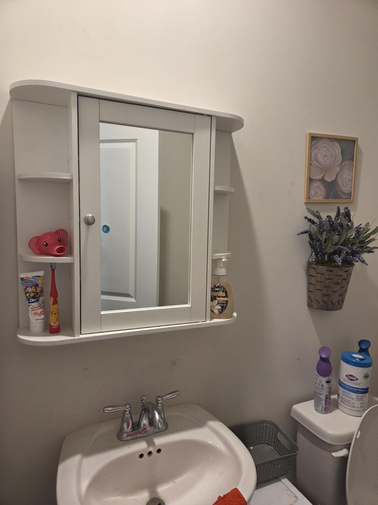Shintenchi Bathroom Medicine Cabinet with Mirror, Wall Mounted, White | Mirrored Door Over the Toilet Storage, with 4 Internal and 6 Open Shelves, Storage Organizer Cupboard, Easy to Assemble customer photo 2