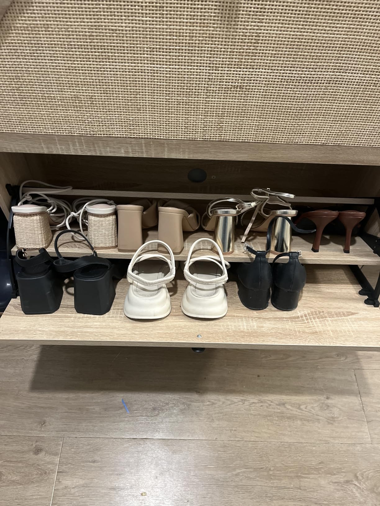 IRONCK Shoe Cabinet Storage with 2 Flip Drawers, Free Standing Wooden Shoe Storage Organizer Cabinet with Rattan Doors for Entryway, Narrow Shoe Rack Cabinet, Oak customer photo 2