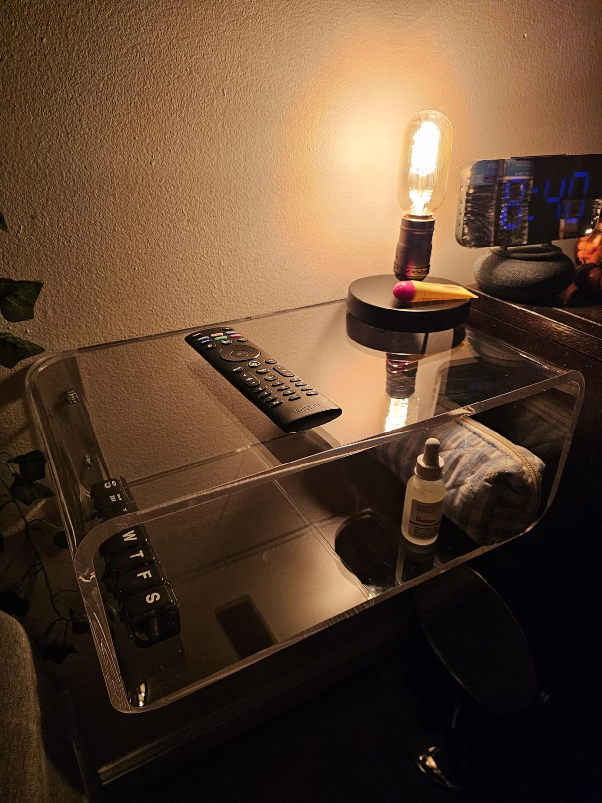 Acrylic Floating Nightstand, Bedside Table, Nightstand Shelf Wall Mounted Bedside Shelf (Green, Small) customer photo 2