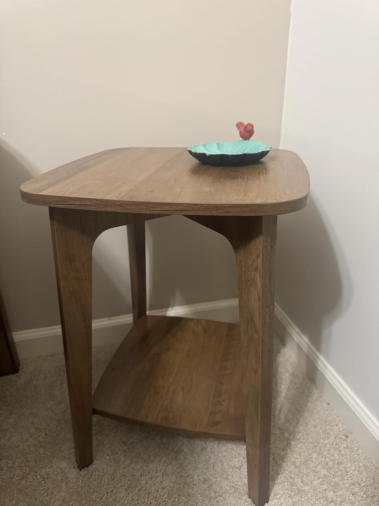 VASAGLE Side Table, 2-Tier Small Square End Table, Nightstand | With Tapered Legs, Curved Transitions, for Living Room, Bedroom, Honey Brown, MAEZO Collection, ULET236K01 customer photo 2