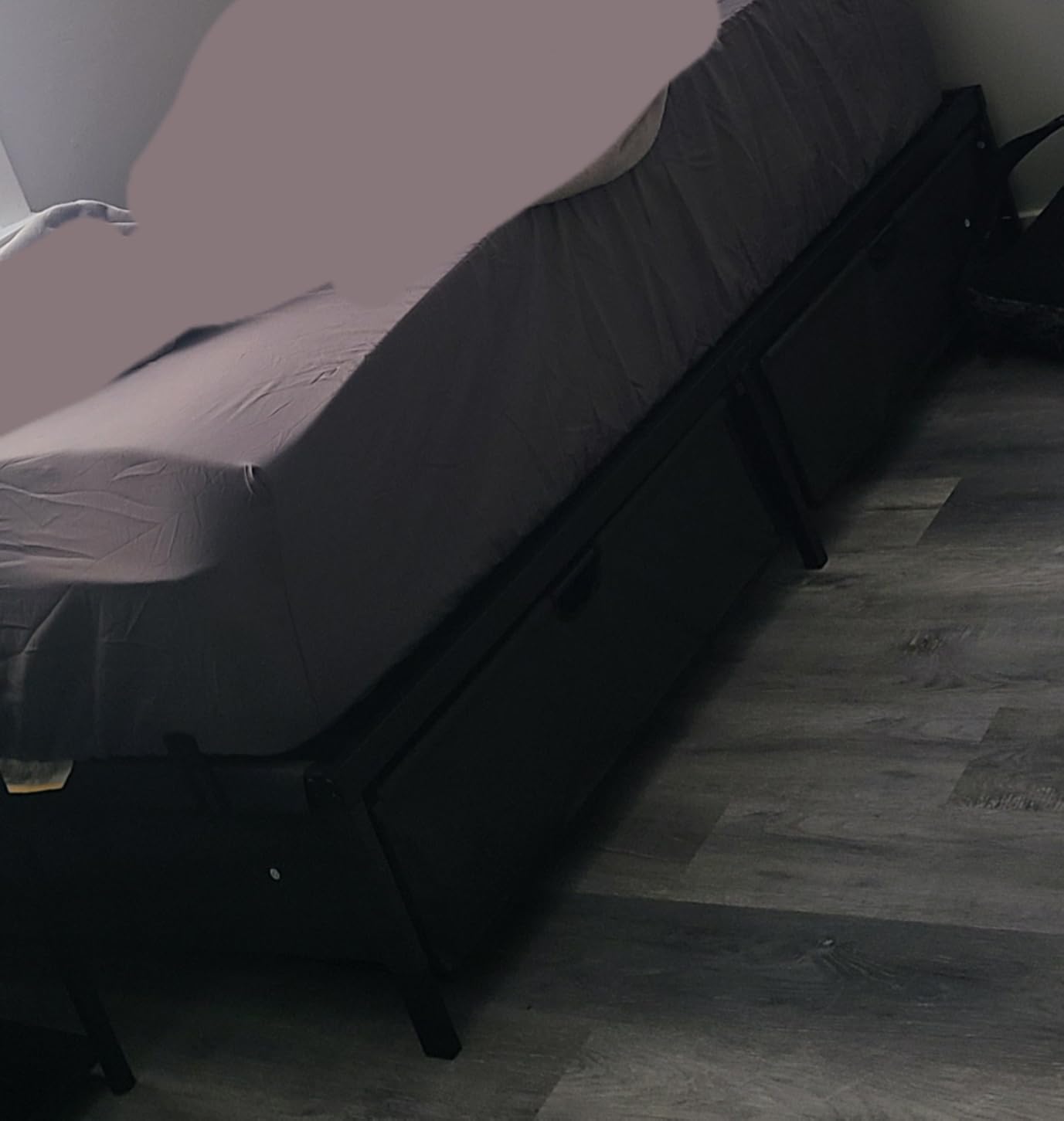HAUOMS Twin Bed Frame with 2 Large Storage Drawers, Dark Grey | Twin Bed with Storage, Heavy Metal Slats Support, No Box Spring Needed, Noise Free, Easy Assembly customer photo 1