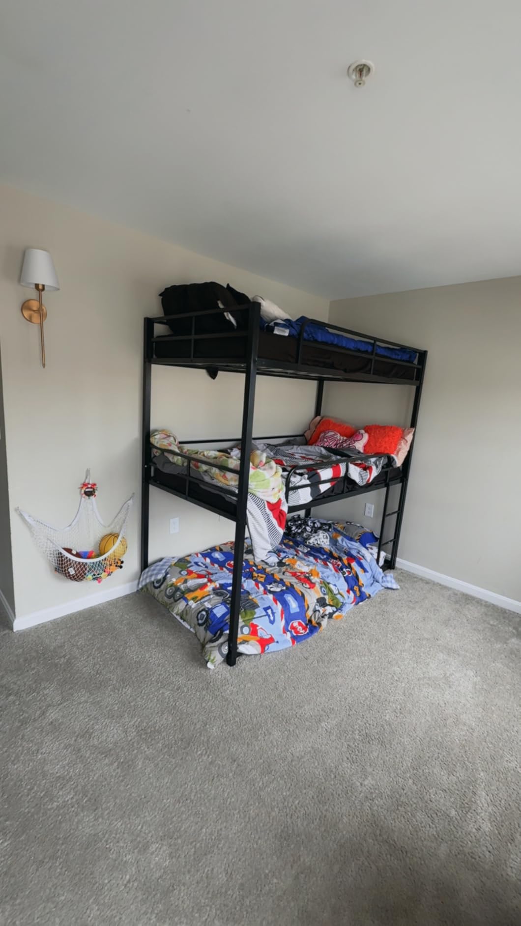 Mixcous Heavy Duty Triple Bunk Bed, Twin Over Twin Over Twin Metal Bunkbeds with Ladder, Family-Friendly for All Ages, Bedroom, No Box Spring Needed, Easy Assembly, Black customer photo 2