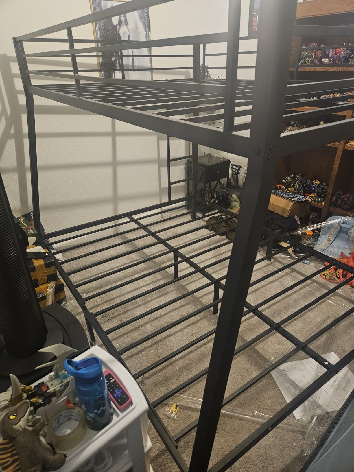 Twin XL Over Queen Bunk Bed for Adults/Teens, Heavy Duty Metal Bunk Bed | with 2 Ladder, 12-inch Full-Length Safety Guardrail, Noise-Free Slats, No Box Spring Needed, Black customer photo 1