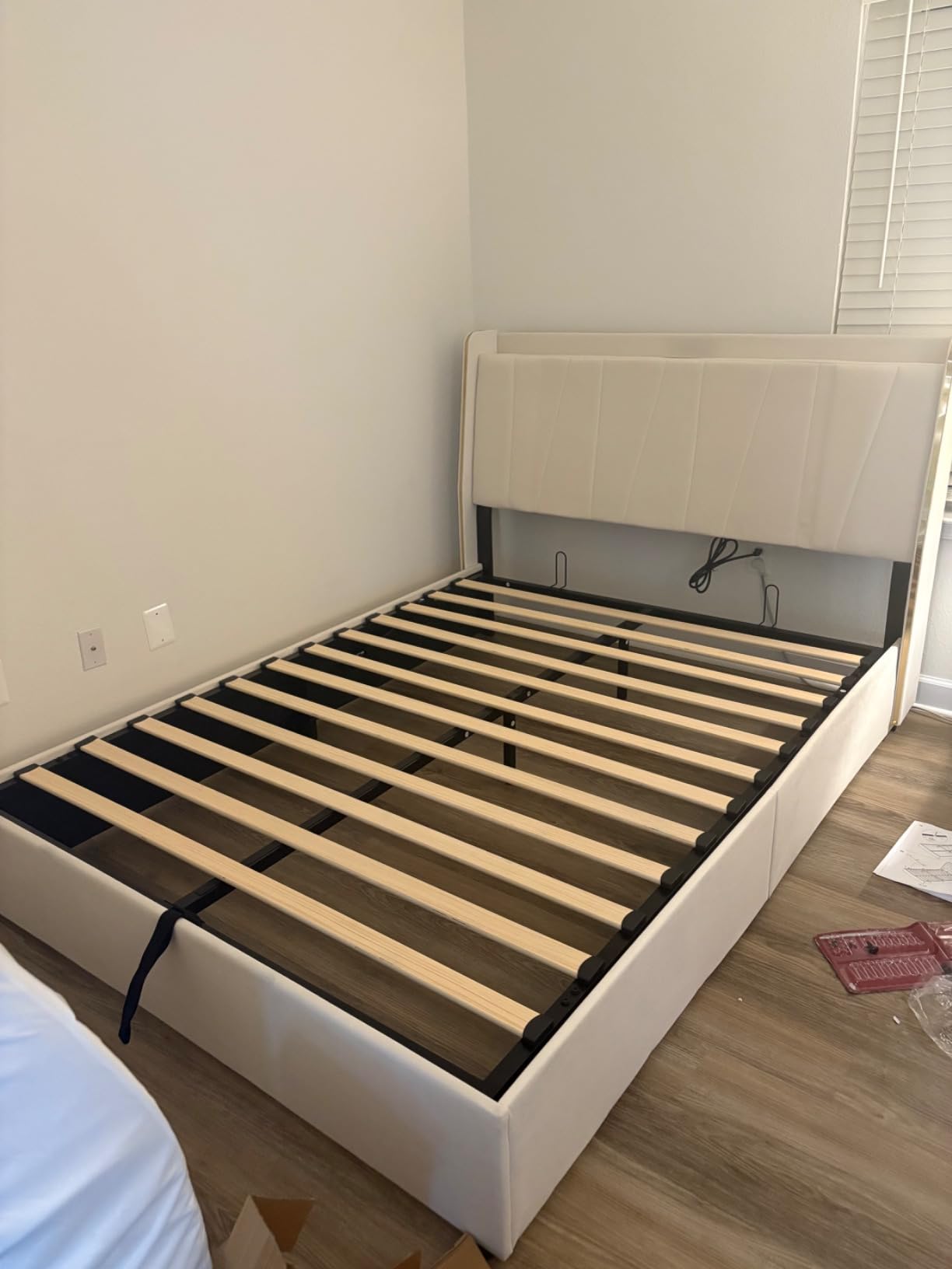 Full Size Upholstered Bed Frame with 4 Drawers and 51