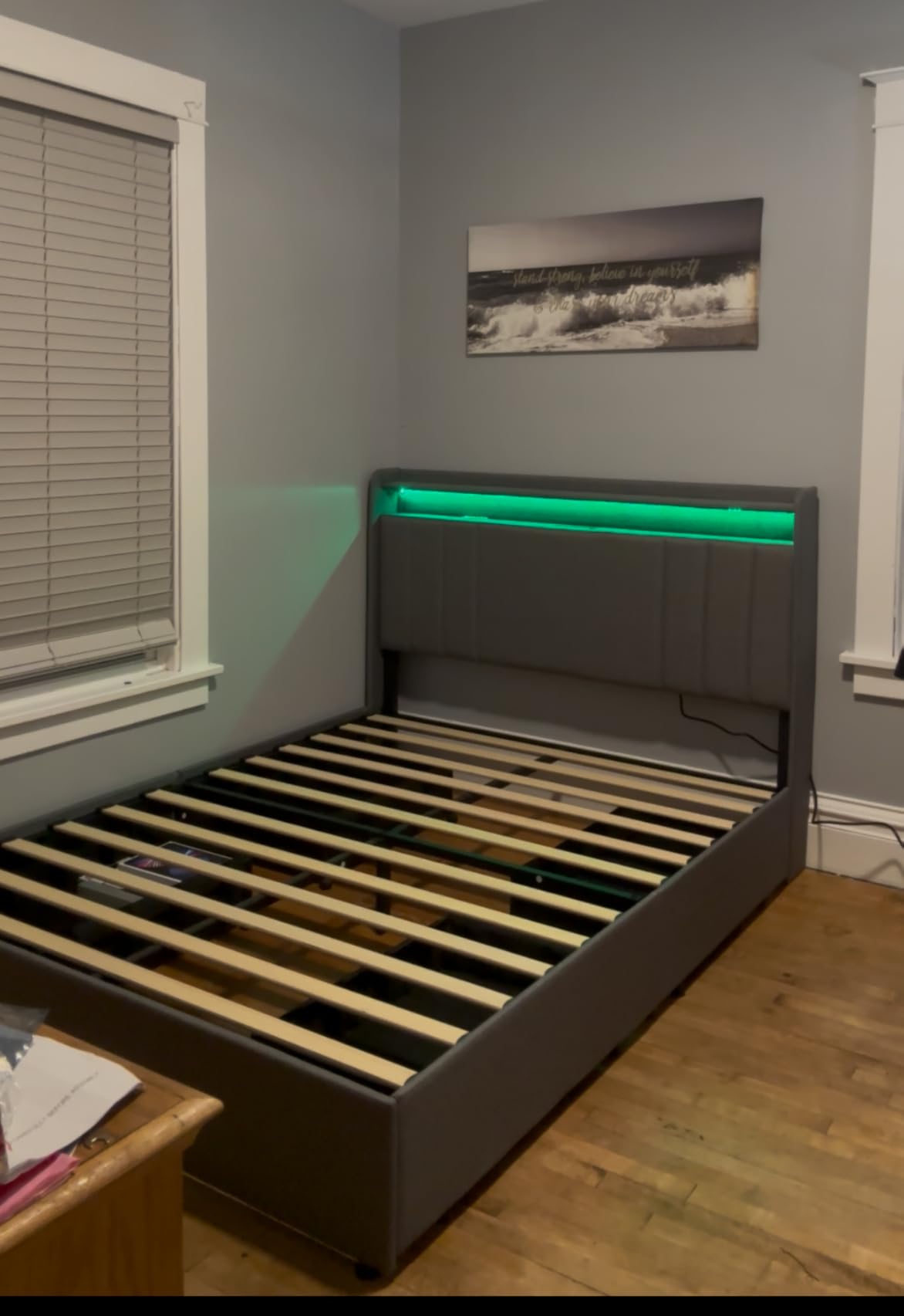 Full Size Upholstered Bed Frame with 4 Drawers and 51