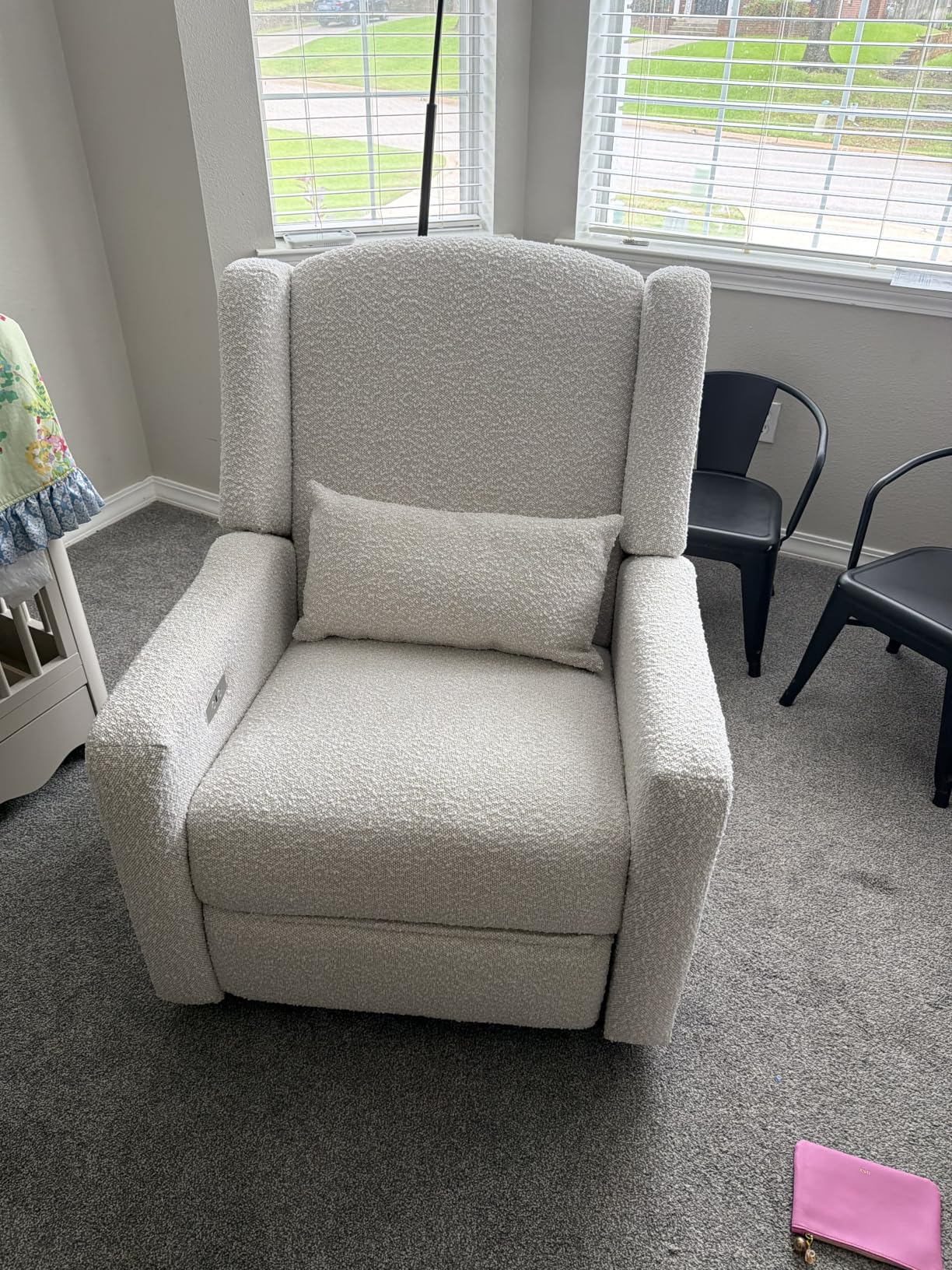 Power Recliner Chair Swivel Glider, Large Rocker Recliner w/USB Charging Port, Boucle Upholstered Swivel Rocker Glider Recliner for Nursery,Bedroom,Living Room, 1PC, Cream customer photo 1