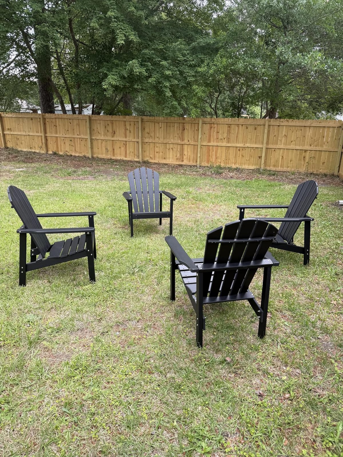 nevilywood Compact Stackable Adirondack Chairs Set of 4, HDPE, Black | 26.3
