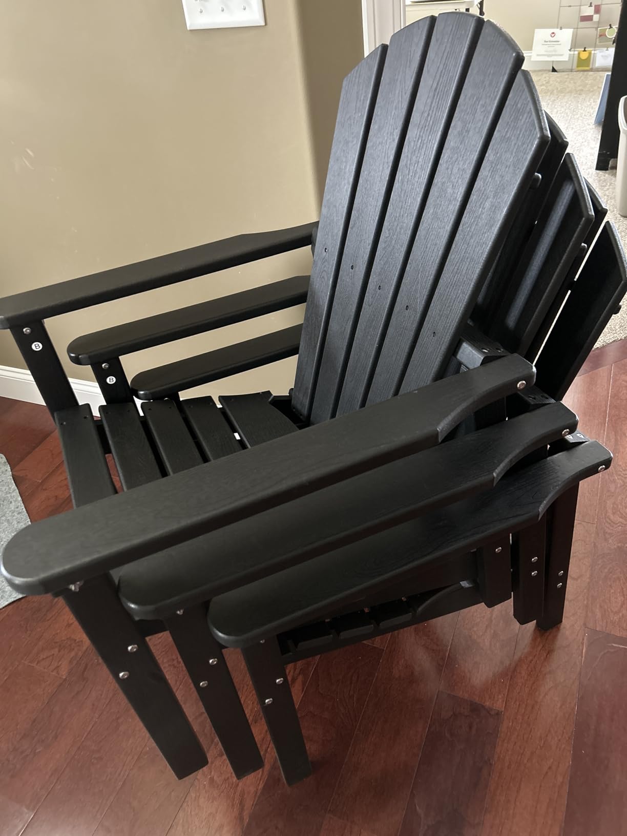 nevilywood Compact Stackable Adirondack Chairs Set of 4, HDPE, Black | 26.3
