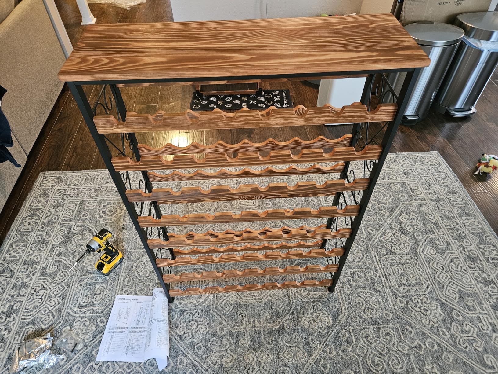 64 Bottles Wine Rack Freestanding Floor with 2 in 1 LED Light, Wine Bottle Rack Wine Holder Wine Storage Shelf for Kitchen Bar Pantry, Tall Wine Cabinet Stand Display 31.85''L X 10.6''W X 47.95''H customer photo 2