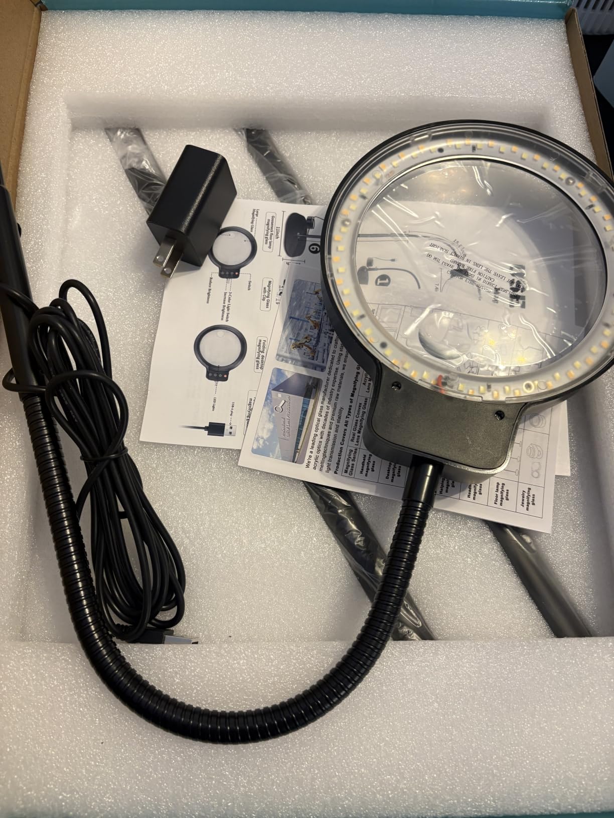 30X 10X Large Floor Magnifying Glass with Light and Stand, 2-in-1 Flexible Gooseneck Floor Magnifying Lamp, 72 LED Lights, 3 Color Modes, Close Work, Sewing, Crafts, Hobbies, Reading customer photo 1