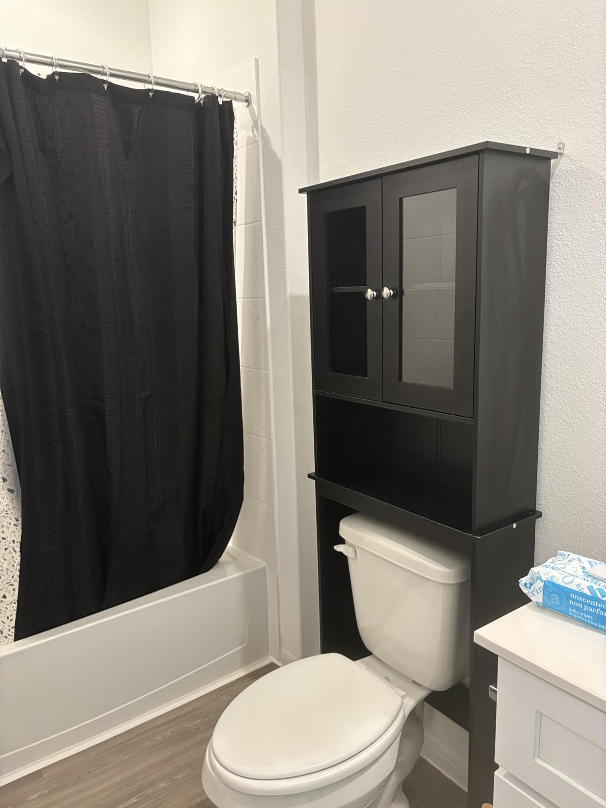 Shintenchi Over the Toilet Storage Cabinet, Bathroom Shelf Organizer with Anti-Tip Device Small Freestanding Space Saver with Adjustable Shelf, White customer photo 1