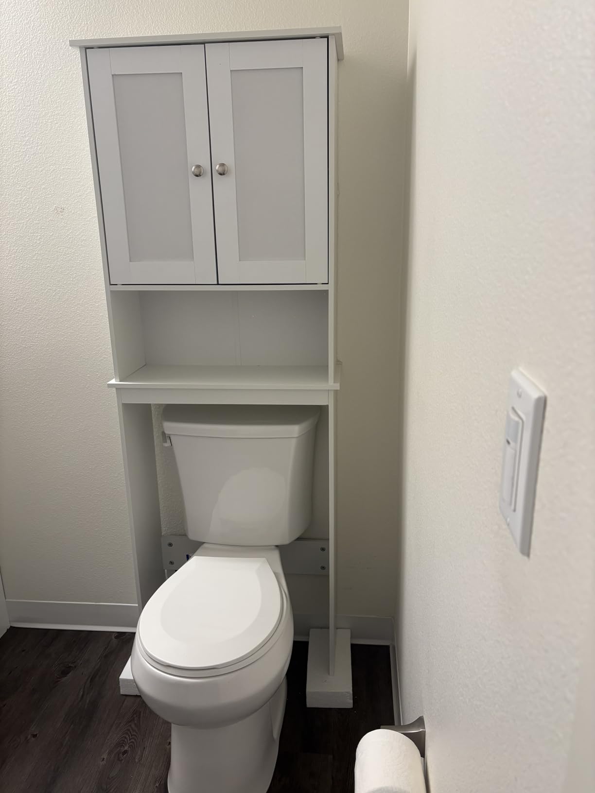 Shintenchi Over the Toilet Storage Cabinet, Bathroom Shelf Organizer with Anti-Tip Device Small Freestanding Space Saver with Adjustable Shelf, White customer photo 2