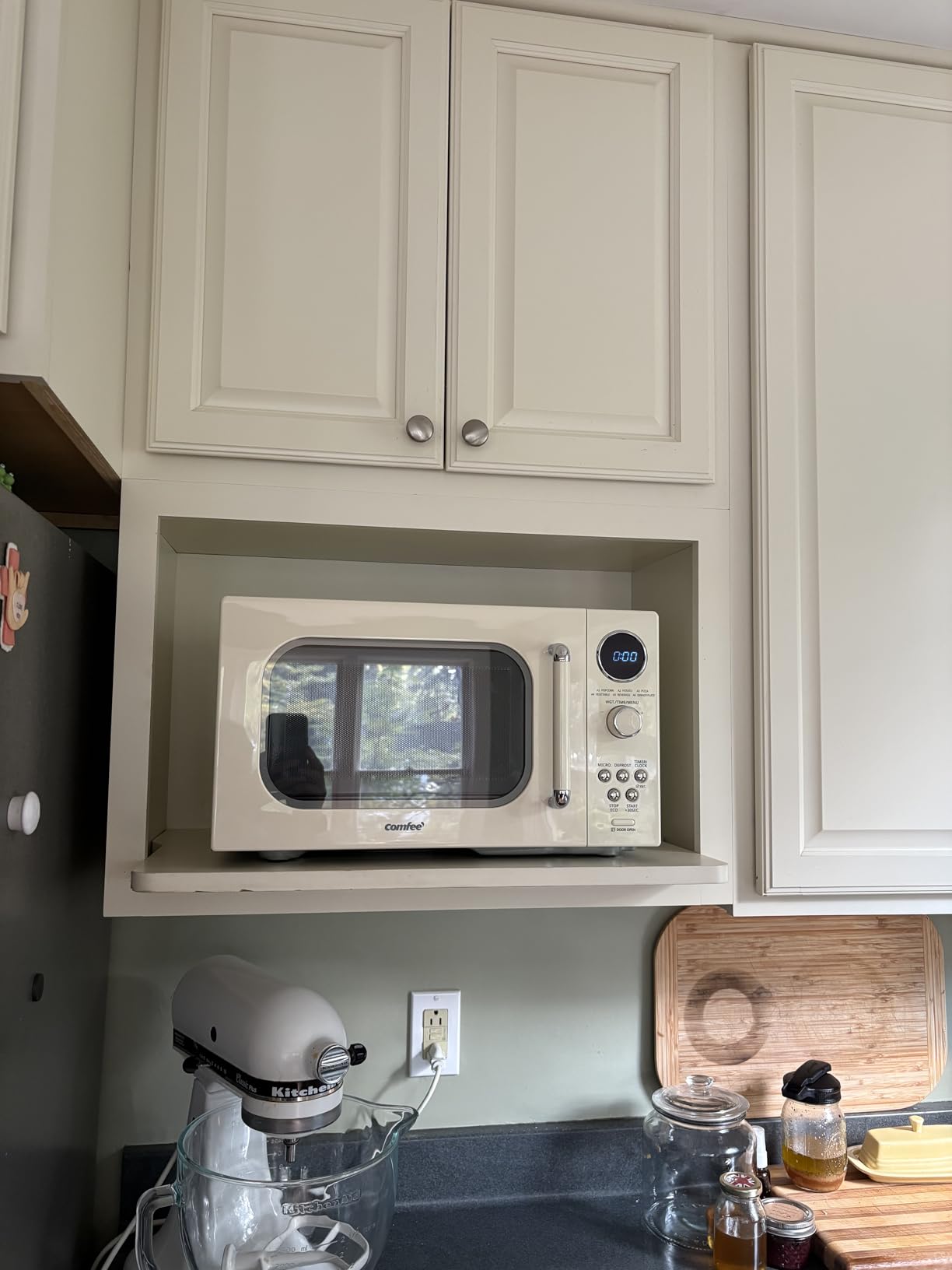 COMFEE' Retro Microwave Oven, 0.9 Cu.Ft 900W Countertop, Apricot | 6 Auto Menus, Multi-stage Cooking, Mute Function, LED digital display, for Small Kitchen & Dorm customer photo 2