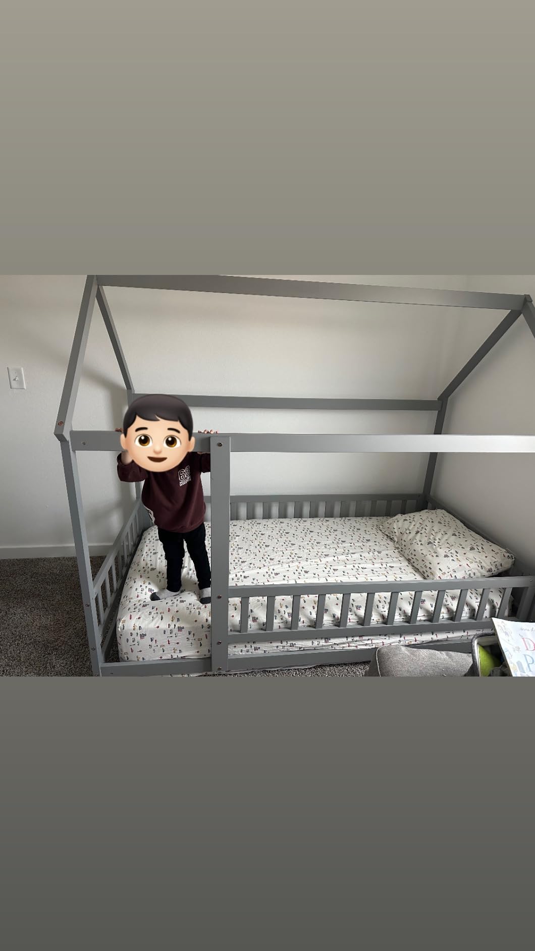 PVWIIK Metal Full XL Over Queen Bunk Bed w/Ladder and Safety Guardrail for Kids Teens Adults, Heavy-Duty Sturdy Bunk Bed, No Box Spring Needed, Black customer photo 2