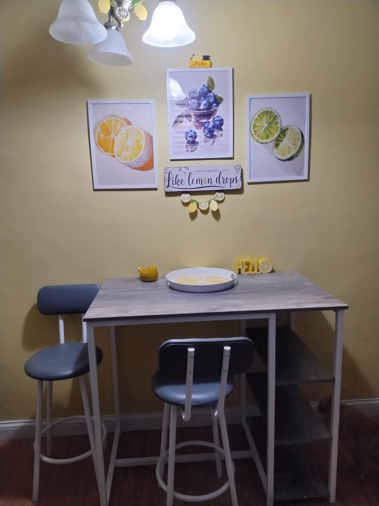 Dining Table Set for 2, Counter Height Bar Table Set with Storage and Stools, High Top Pub Table and Chairs for Kitchen, Dining Room, Apartment, Breakfast Nook customer photo 1