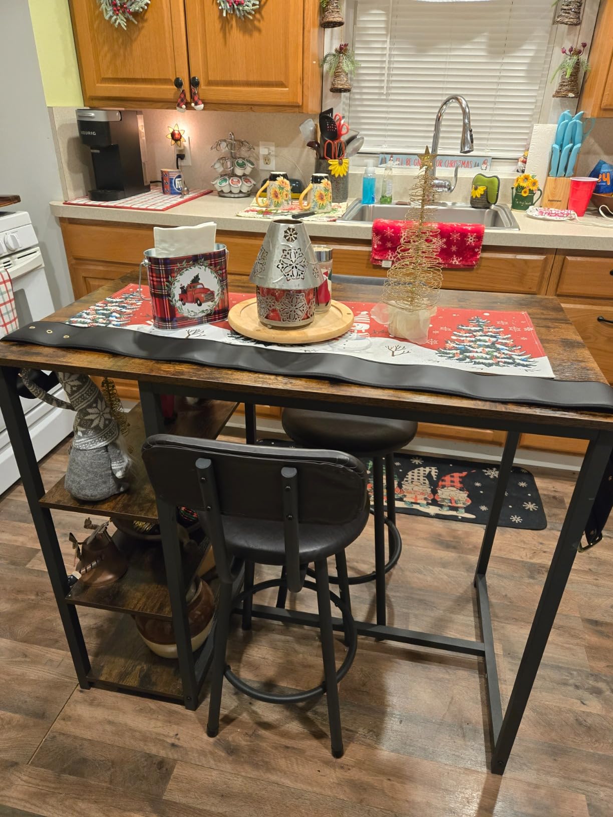 Dining Table Set for 2, Counter Height Bar Table Set with Storage and Stools, High Top Pub Table and Chairs for Kitchen, Dining Room, Apartment, Breakfast Nook customer photo 2