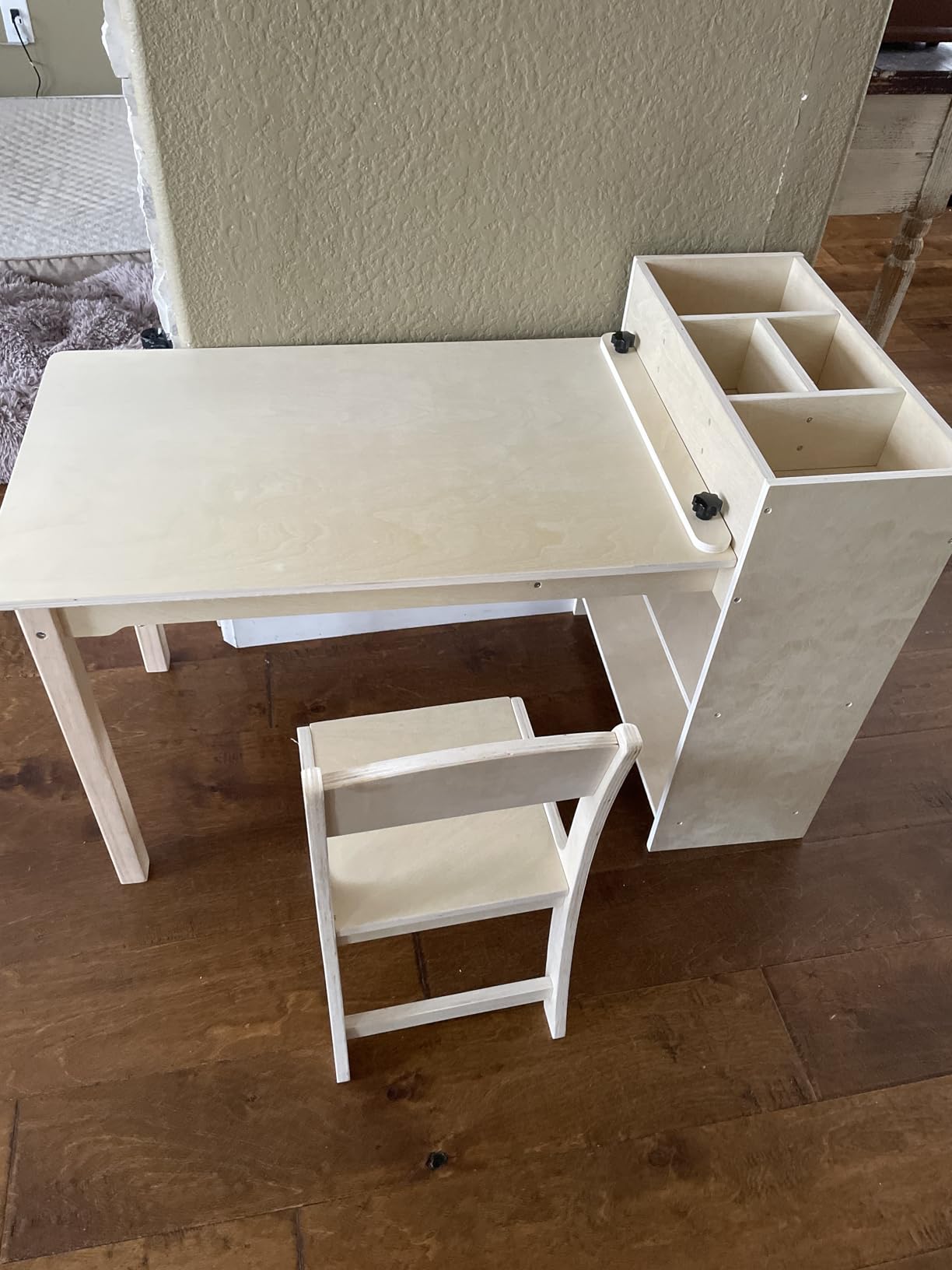 bbgroundgrm Kids Art Table and Chair Set, Birch Wooden Activity Craft Table, Kids Drawing Table, Toddler Desk with Storage and 1 Chair customer photo 2