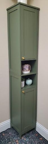 VASAGLE Tall Bathroom Cabinet with Lights, Slim Freestanding Bathroom Storage Cabinet with Adjustable Shelves, for Small Spaces, Modern, 15.7 Inches Wide, Forest Green UBBC766C01 customer photo 2